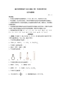 浙江省温州市普通高中2023届高三化学第一次适应性考试（一模）试题（Word版附答案）