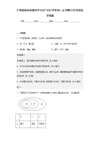 2022-2023学年广西梧州市高级中学高一上学期10月考试化学试题含解析