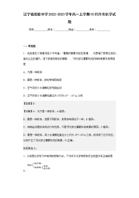 2022-2023学年辽宁省实验中学高一上学期10月月考化学试题含解析