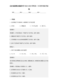 2022-2023学年山东省淄博市临淄中学高一10月月考化学试题含解析