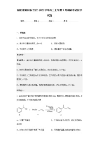 湖北省黄冈市2022-2023学年高三上学期9月调研考试化学试题含解析