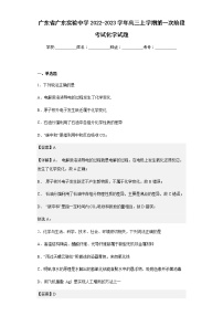 2022-2023学年广东省广东实验中学高三上学期第一次阶段考试化学试题含解析