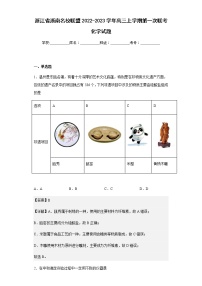 2022-2023学年浙江省浙南名校联盟高三上学期第一次联考化学试题含解析