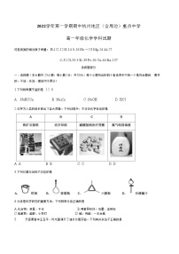 浙江省杭州地区（含周边）重点中学2022-2023学年高一上学期期中考试化学试题 Word版含答案