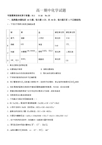 黑龙江省哈尔滨师范大学青冈实验中学2022-2023学年高一上学期期中考试化学试题（Word版含答案）