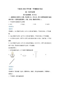 浙江省宁波市2021-2022学年高一化学上学期期末考试试题（Word版附解析）