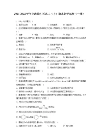 2021-2022学年上海徐汇区高三(上)期末化学试卷(一模)( 含答案解析)