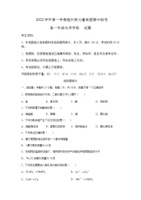 2022-2023学年浙江省温州新力量联盟高一上学期期中联考化学试题含答案