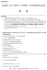 2023届陕西省安康市高三上学期高考第一次质量联考（一模）化学试题