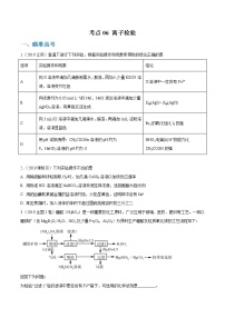 高考化学二轮复习考点剖析考点06 离子检验（2份打包，解析版+原卷版，可预览）