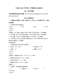 浙江省宁波市九校2021-2022学年高一化学上学期期末联考试题（Word版附解析）