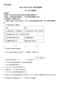 重庆市西南大学附属中学2023届高三化学上学期12月月考试题（Word版附答案）