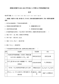 湘豫名校联考2022-2023学年高三上学期12月期末摸底考试化学试题（Word版含答案）