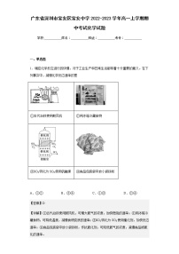 2022-2023学年广东省深圳市宝安区宝安中学高一上学期期中考试化学试题含解析