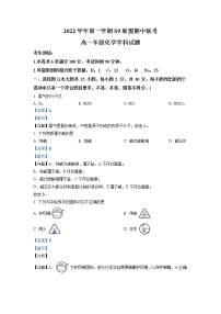 2022-2023学年浙江省杭州市S9联盟高一上学期期中联考化学试题 解析版