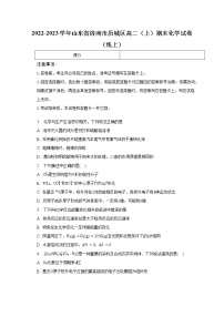 2022-2023学年山东省济南市历城区高二（上）期末化学试卷（线上）（含解析）