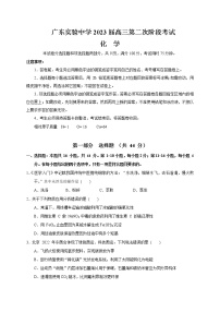 2022-2023学年广东省广州市广东实验中学高三上学期第二次阶段考试化学含答案