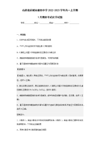 2022-2023学年山西省运城市康杰中学高一上学期1月期末考试化学试题含解析