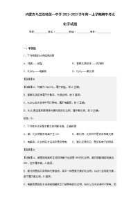 2022-2023学年内蒙古乌兰浩特第一中学高一上学期期中考试化学试题含解析