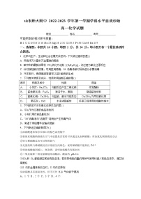 山东师范大学附属中学 2022-2023 学年高一上学期学科水平自我诊断化学试题 word版