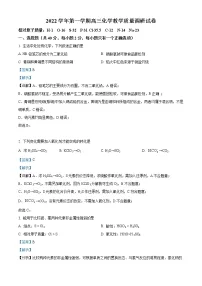 2023上海长宁区高三上学期教学质量调研(一模)化学试题含解析
