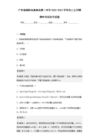 2022-2023学年广东省揭阳市惠来县第一中学高二上学期期中考试化学试题含解析