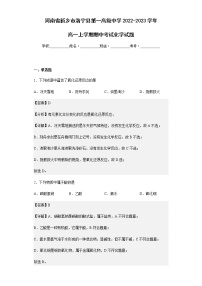 2022-2023学年河南省新乡市洛宁县第一高级中学高一上学期期中考试化学试题含解析