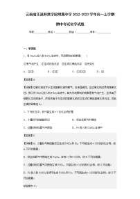 2022-2023学年云南省玉溪师范学院附属中学高一上学期期中考试化学试题含解析