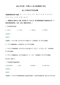 2022-2023学年浙江省9+1高中联盟高三上学期期中考试化学试题含答案