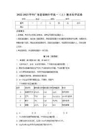 2022-2023学年广东省深圳中学高一（上）期末化学试卷（含解析）