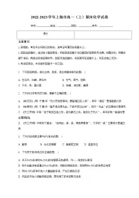 2022-2023学年上海市高一(上)期末化学试卷(含解析)