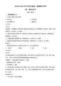 2022甘孜州高一下学期学业质量统一监测期末统考化学试题含解析