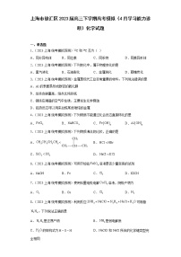 上海市徐汇区2023届高三下学期高考模拟（4月学习能力诊断）化学试题