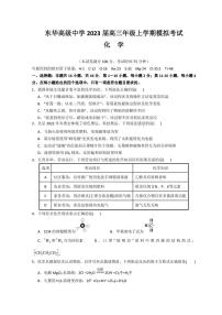 广东省东莞市东华高级中学2023届高三上学期模拟考试化学试题 Word版含答案