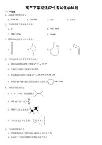 浙江省2023届高三下学期适应性考试化学试题附参考答案