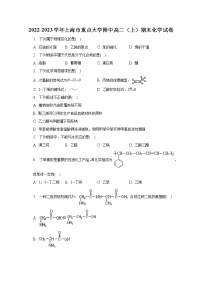 2022-2023学年上海市重点大学附中高二（上）期末化学试卷及答案解析