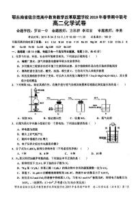 2018-2019学年湖北省鄂东南省级示范高中教育教学改革联盟高二下学期期中考试化学试题（PDF版）