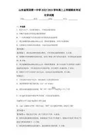 2022-2023学年山东省菏泽第一中学高二上学期期末考试化学试题（解析版）