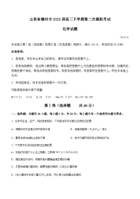 山东省德州市2023届高三下学期第二次模拟考试化学试题（Word版含答案）