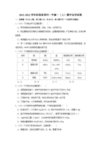 2021-2022学年河南省郑州一中高一(上)期中化学试卷