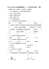 2021-2022学年上海市黄浦区高三（上）期末化学试卷（一模）