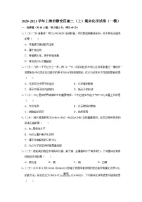 2020-2021学年上海市静安区高三（上）期末化学试卷（一模）
