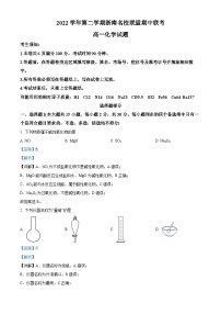 浙江省浙南名校联盟2022-2023学年高一化学下学期期中联考试题（Word版附解析）