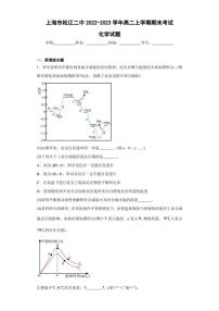 2022-2023学年上海市松江二中高二上学期期末考试化学试题（解析版）