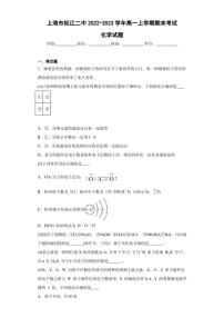 2022-2023学年上海市松江二中高一上学期期末考试化学试题（解析版）