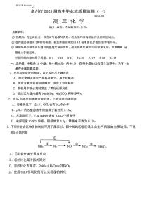 2022-2023学年福建省泉州市高三上学期8月质量监测（一） 化学试题 PDF版