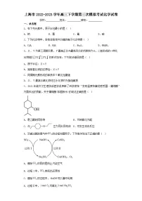 上海市2022-2023学年高三下学期第三次模拟考试化学试卷(含解析)