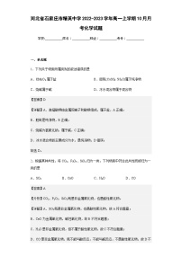 2022-2023学年河北省石家庄市精英中学高一上学期10月月考化学试题含解析