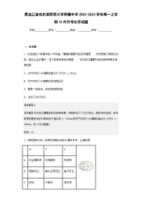 2022-2023学年黑龙江省哈尔滨师范大学附属中学高一上学期10月月考化学试题含解析