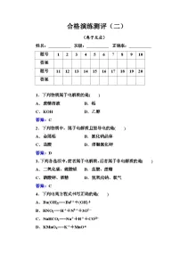 2023年人教版新教材安徽省高中化学学业水平考试复习测评(二)离子反应